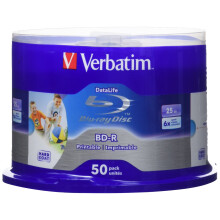 Verbatim 43812 25GB BD-R Blank Blu-Ray Disc - Blank Blu-Ray Discs (BD-R, 25GB, 405nm, Spindle, 50 Pieces)