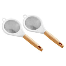 2pcs Stainless Steel Flour Sifter with Wooden Handle Fine Mesh Strainer for Baking and Cooking Ref: 6455