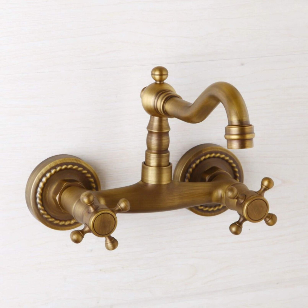 Antique Brass Wall Mounted Shower Faucet Hot Cold Mixer Tap For Bathroom Bathtub Basin 9044945422252