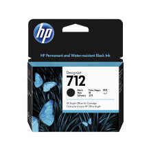 HP 712 3ED71A Black 80-ml Genuine Ink Cartridge, high capacity with Original Ink, for DesignJet T650, T630, T250, T230 & Studio La