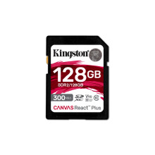 Kingston Canvas React Plus 128GB SDXC Memory Card UHS-II 300R/260W U3 V90 for Full HD/4K/8K - SDR2/128GB