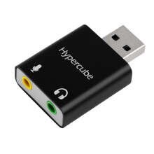 Hypercube USB to 3.5mm, double Jack Audio Adapter, Headphone Microphone USB Aux converter, external Stereo Sound Card for Gaming H