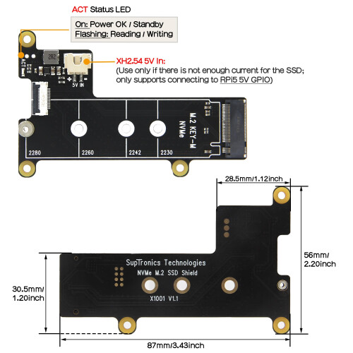 Geekworm X1001 M.2 KEY-M NVMe SSD Shield for Raspberry Pi 5 1