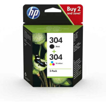 HP 304 2-pack Black & Tri-colour Original Ink Cartridges Combo pack Page Yield B 120/Tri 100 (P/N 3JB05AE)