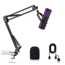 Ortizan USB Gaming Microphone, Condenser Microphones for PC, PS4/5 and Mac, Noise Cancellation podcast microphone with Mute, Rever
