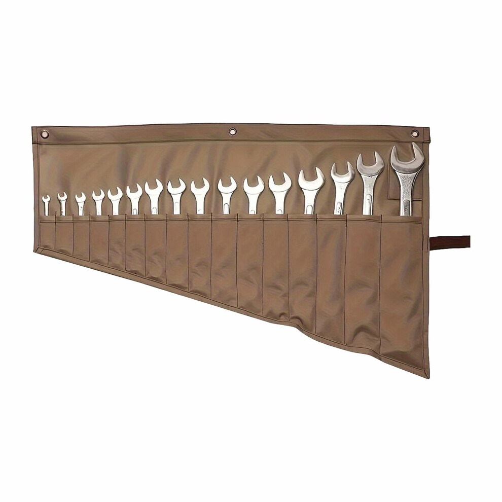 16 Pocket Canvas Wrench Roll Up Organizer Bag For Mechanics And Electricians Heavy Duty Storage 9044945422634