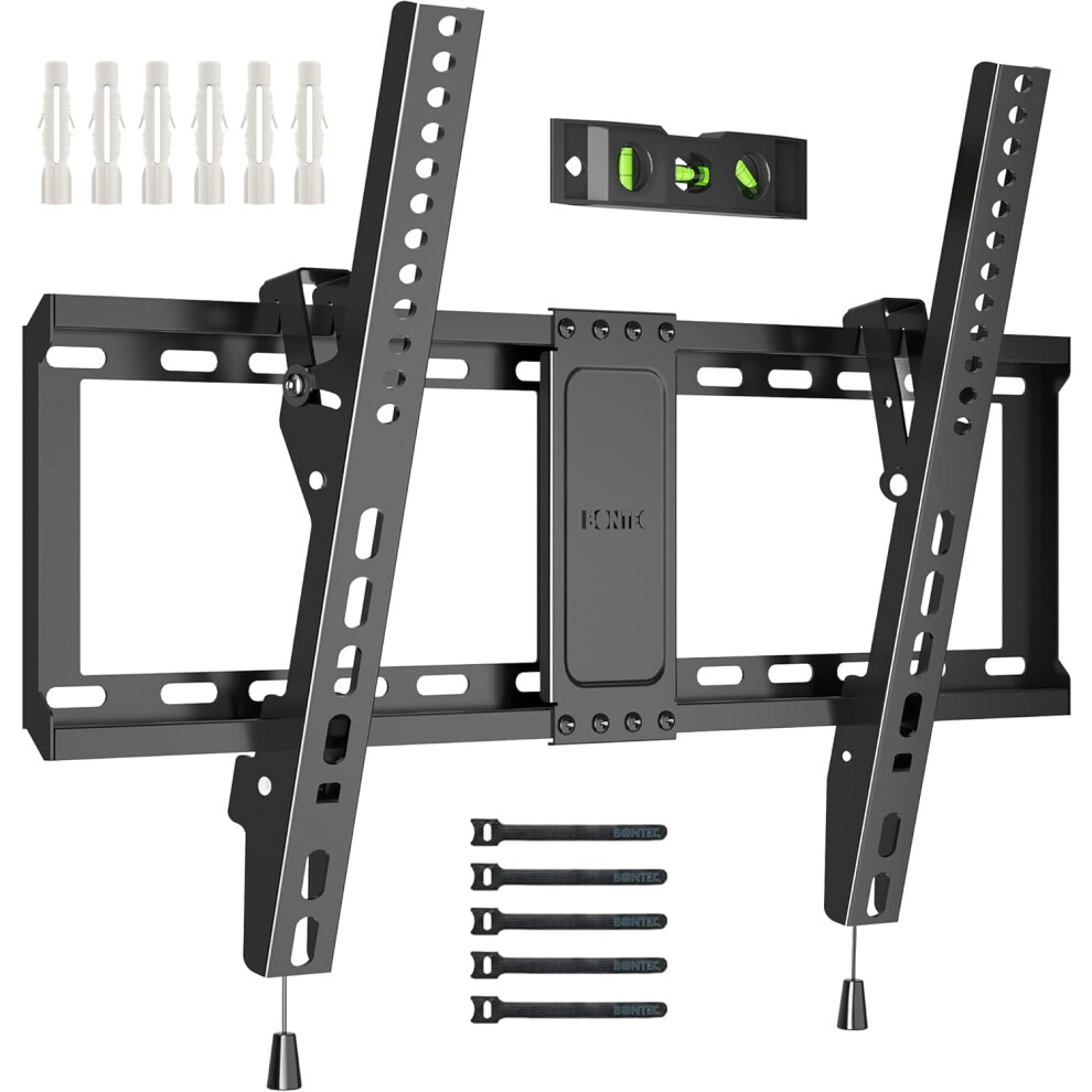 Bontec Tv Wall Bracket For Most 37-82 Inch Led Lcd Plasma Flat Curved Tvs, Tilt Tv Wall Mount With Max. Vesa 600X400mm, Up To 60Kg, Bubble Level And 69164927
