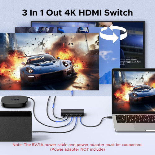 UGREEN HDMI Switch 3 in 1 Out, 4K@60Hz HDMI Splitter with Remote 1
