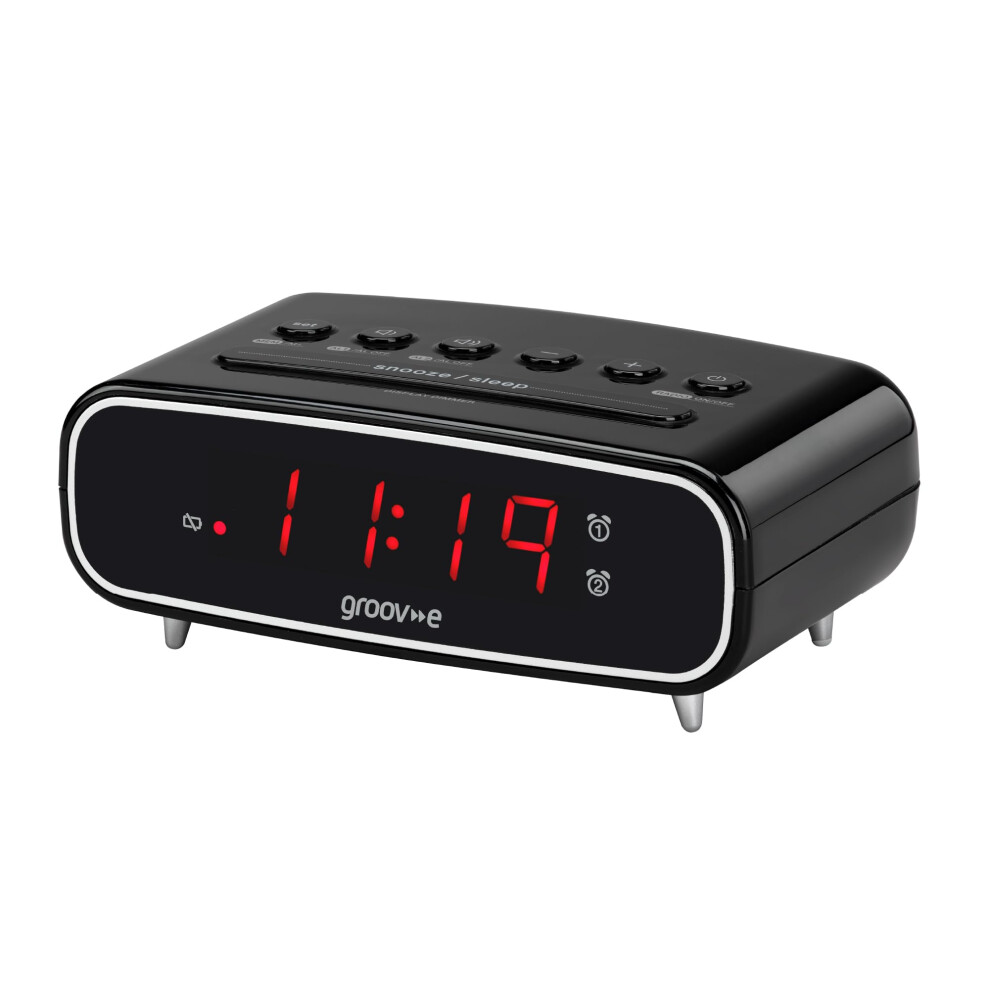 Groov-e Rise - Digital Alarm Clock with FM Radio, LCD One Size, Black - Image 6