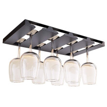 Wine Glass Holder Under Cabinet, Stainless Steel Stemware Rack, Matte Black 4 Row SpaceSaving Organizer