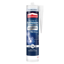 Unibond Bath & Kitchen Mould-Resistant, Transparent Silicone Sealant, Silicone-Based Sanitary Sealant, Waterproof Caulk, 1 x 280ml Cartridge