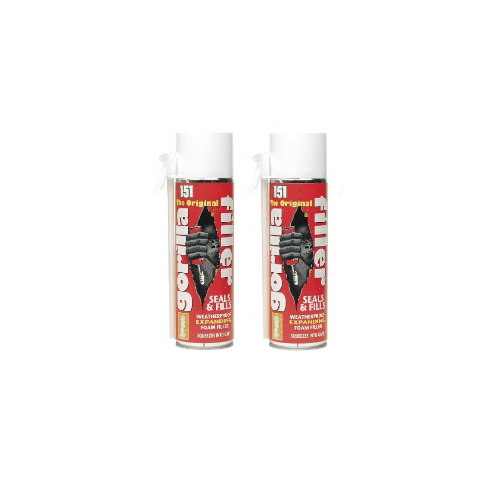 2 X Cans Of The Original Gorilla Filler Weatherproof Expanding Foam 500Ml Each 00000068293352