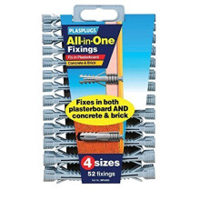 All in One Multi Purpose Multi Fix Use Assorted Size Wall Plugs Heavy Duty Raw Rawl Plug Fixings Brick Stone Cement Concrete Hollow Cavity Partition