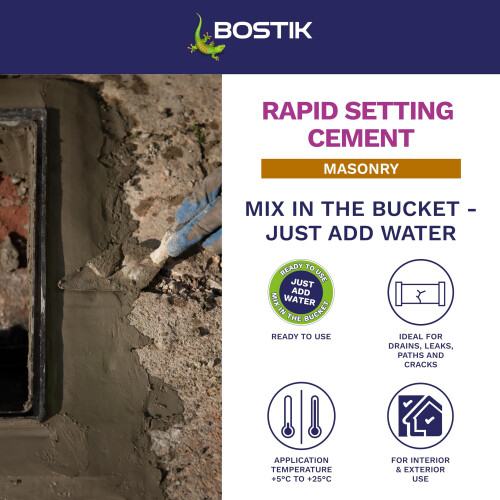 Bostik Rapid Setting Cement 2.5kg - Fast-Setting 2
