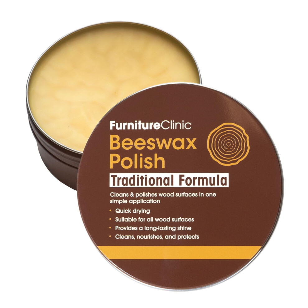 Furniture Clinic Clear Beeswax Polish For Wood & Furniture - 200Ml - Natural Beeswax For All Types And Colours - Wooden Furniture Polish To Protect & 5001246355775