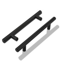 LONTAN 20 Pack - LS201BK224 Black Kitchen Door Handles 8-4/5 inch Cabinet Handles - Vintage Stainless Steel Drawer Pulls - LS201BK224
