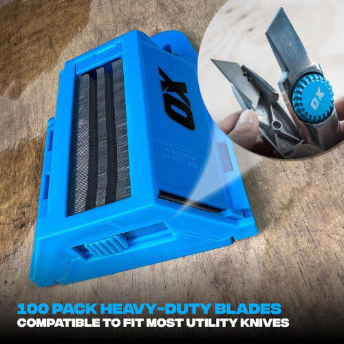 OX OX Pro 100 Pack Heavy Duty Knife Blades & Dispenser 2