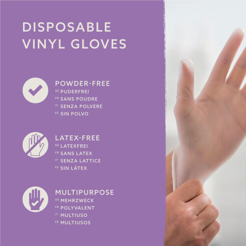 by Amazon - Disposable Vinyl Gloves, Size M, Pack of 100 2
