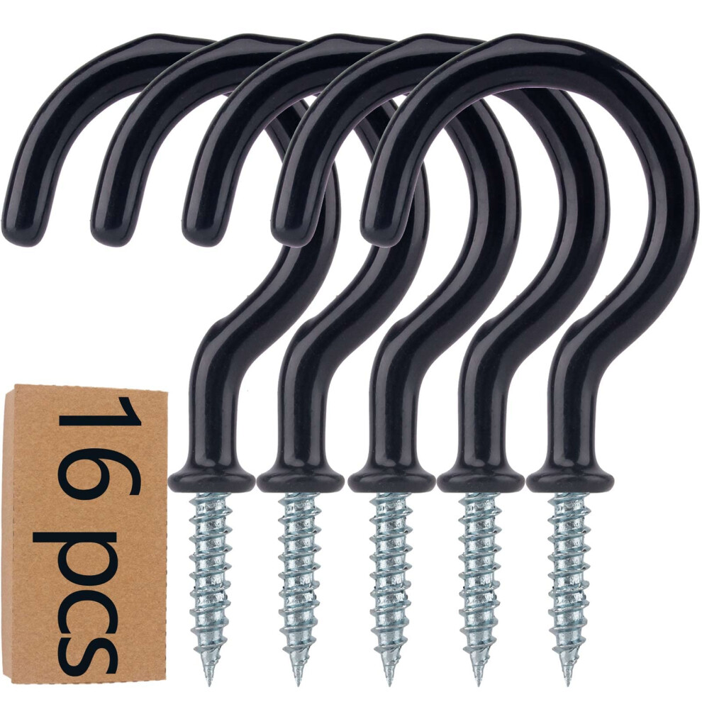 Japonc 16Pcs Metal Ceiling Hooks 2.9 Inch Multipurpose Vinyl Coated Screw-In Wal 5008800616068