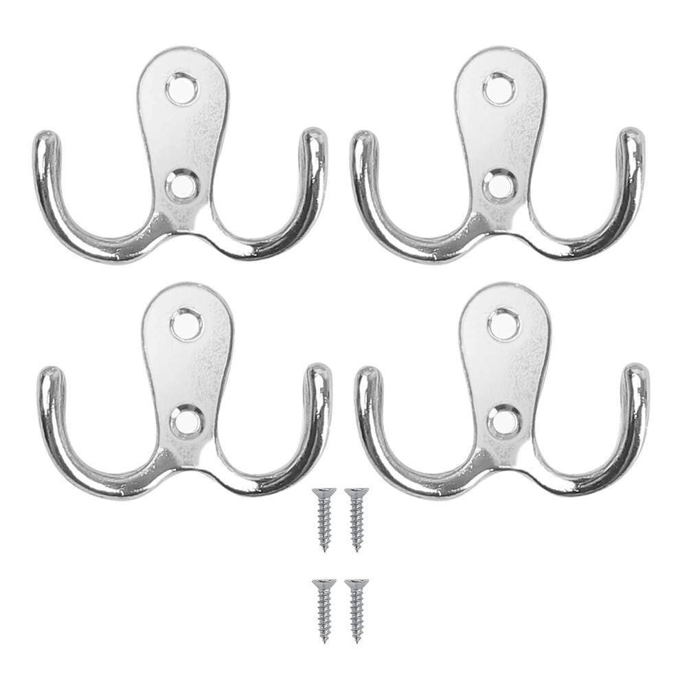 Double Prong Coat Hook Robe Hooks Dual Coat Hooks Wall Mounted Hanging Clothes Metal Door Hooks For Bathroom Bedrooms Hanging Clothes Robe Towel Kitc 5005703699891