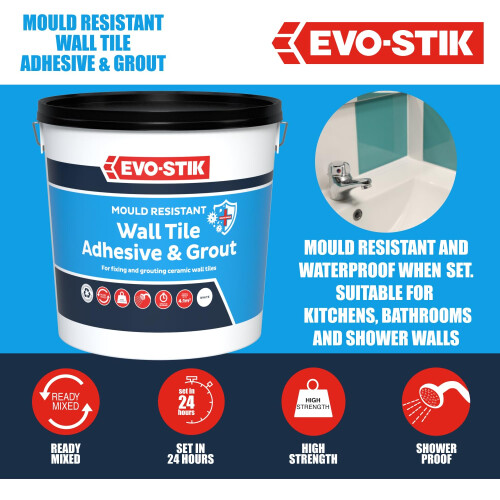 EVO-STIK Mould Resistant Wall Tile Adhesive & Grout White - 5L 2