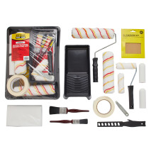 Fit For The Job 21pcs Ultimate Paint Rollers & Trays Set - Paint Brushes,Dust Sheet,Sandpaper,Tape & More-Roller Sets for Painting Walls & Ceilings w