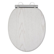 AQUALONA Luxury White Oak Effect Toilet Seat - Soft Close MDF Moulded Wood Seat with Quick Release Button and Durable Hinges - Comfortable, Easy to