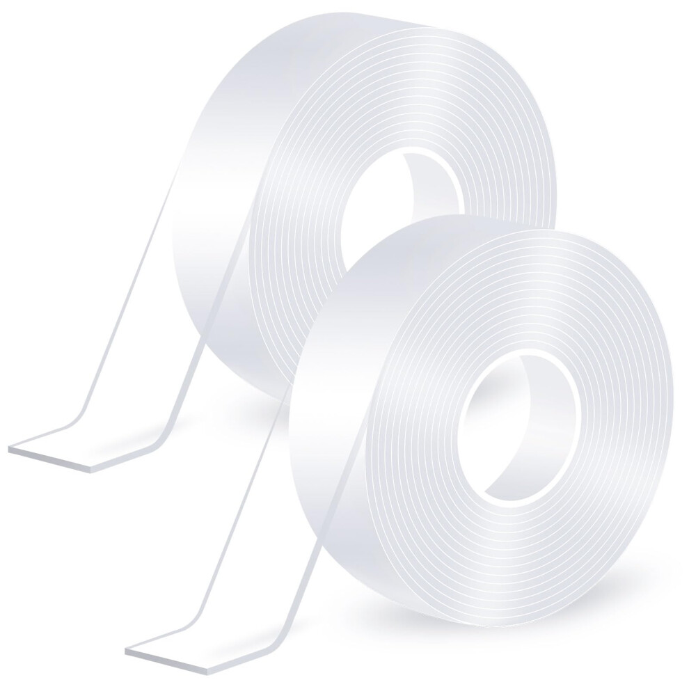 Double Sided Tape Heavy Duty,(6Mx2cmx2mm,2Rolls) Strong Double Sided Mounting Nano Tape,Multipurpose Clear Adhesive Picture Hanging Strips,Removable 5051226952883