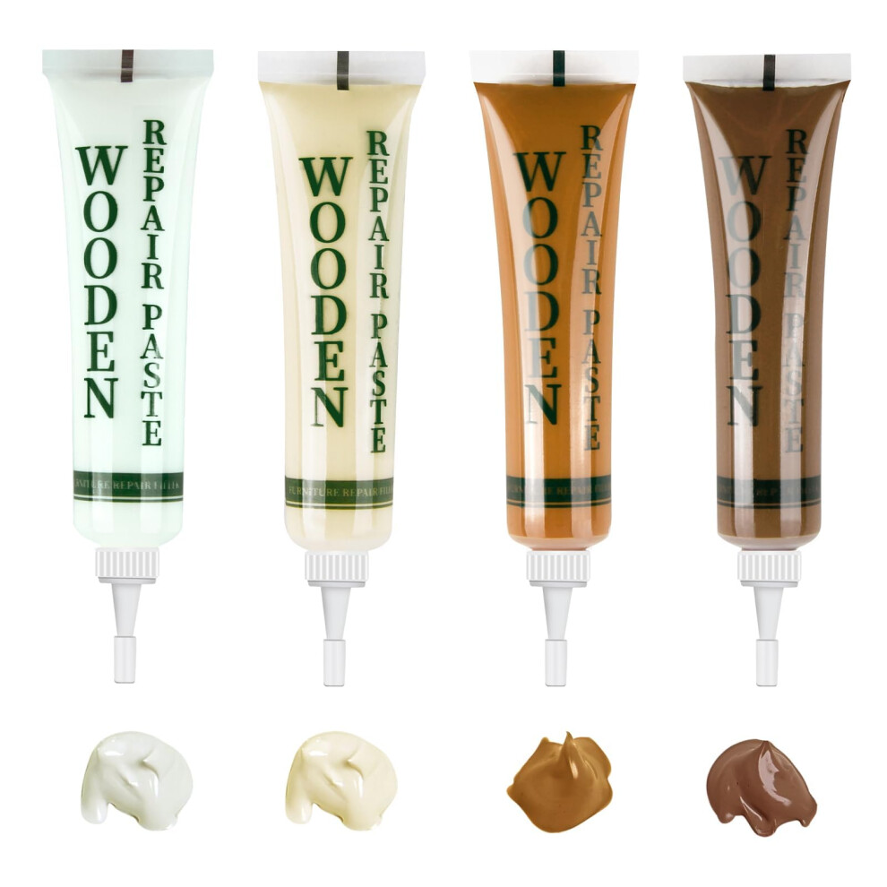 Wood Furniture Repair Kit, Brown Cream Off-White Oak Touch Up Filler Wood Putty, Oak Laminate Floor Repair Kit For Scratches Cracks Holes Stains, Eas 45053702