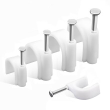 HuaoPOr Cable Clips, 4 Sizes Cable Nail Clips 4mm 6mm 8mm 10mm (Pack of 200), White Round Wire Tidy Clips, from Small to Large