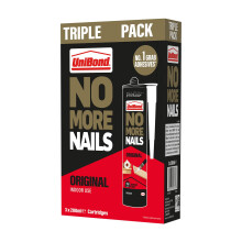 UniBond No More Nails Original, Construction Adhesive, White, 3 x 280 g