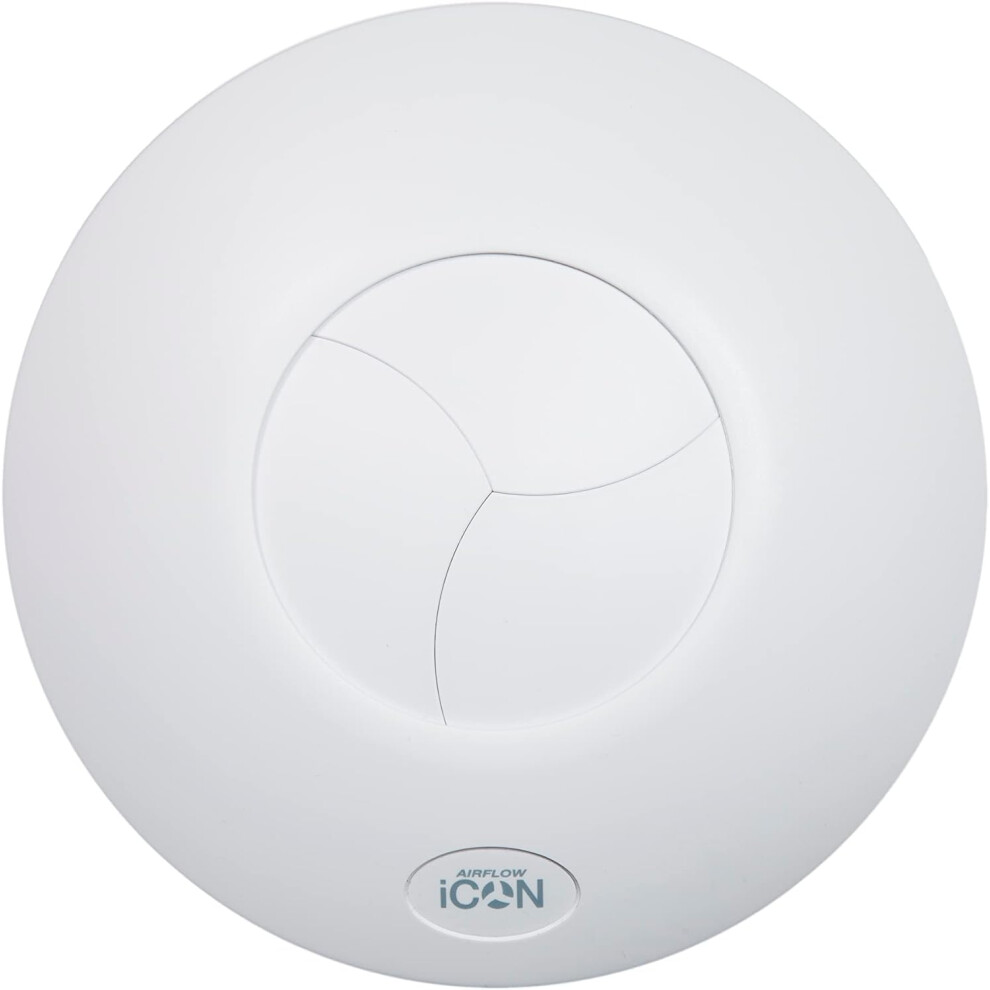 Airflow Icon 60 Kitchen Extractor Fan 150Mm Duct | 78 L/S, 66.3W, Iris Backdraught Shutter, Optional Humidity, Pir & Timer Modules Sold Separately | 56801361