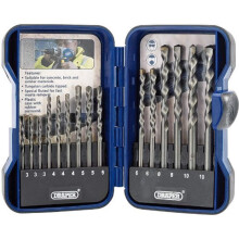Draper TCT Masonry 15 Piece Drill Bit Set | Carbon Steel Tools | Tungtsten Carbide Tip Drills | Brick Stone Slate Drill Kit | Heavy Duty Bits with St