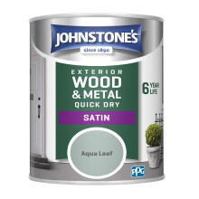 Johnstone's - Quick Dry Satin - Aqua Leaf - Satin Finish - Exterior Wood & Metal - Resistant to cracking & peeling - 6 years of life - 12m2 Coverage