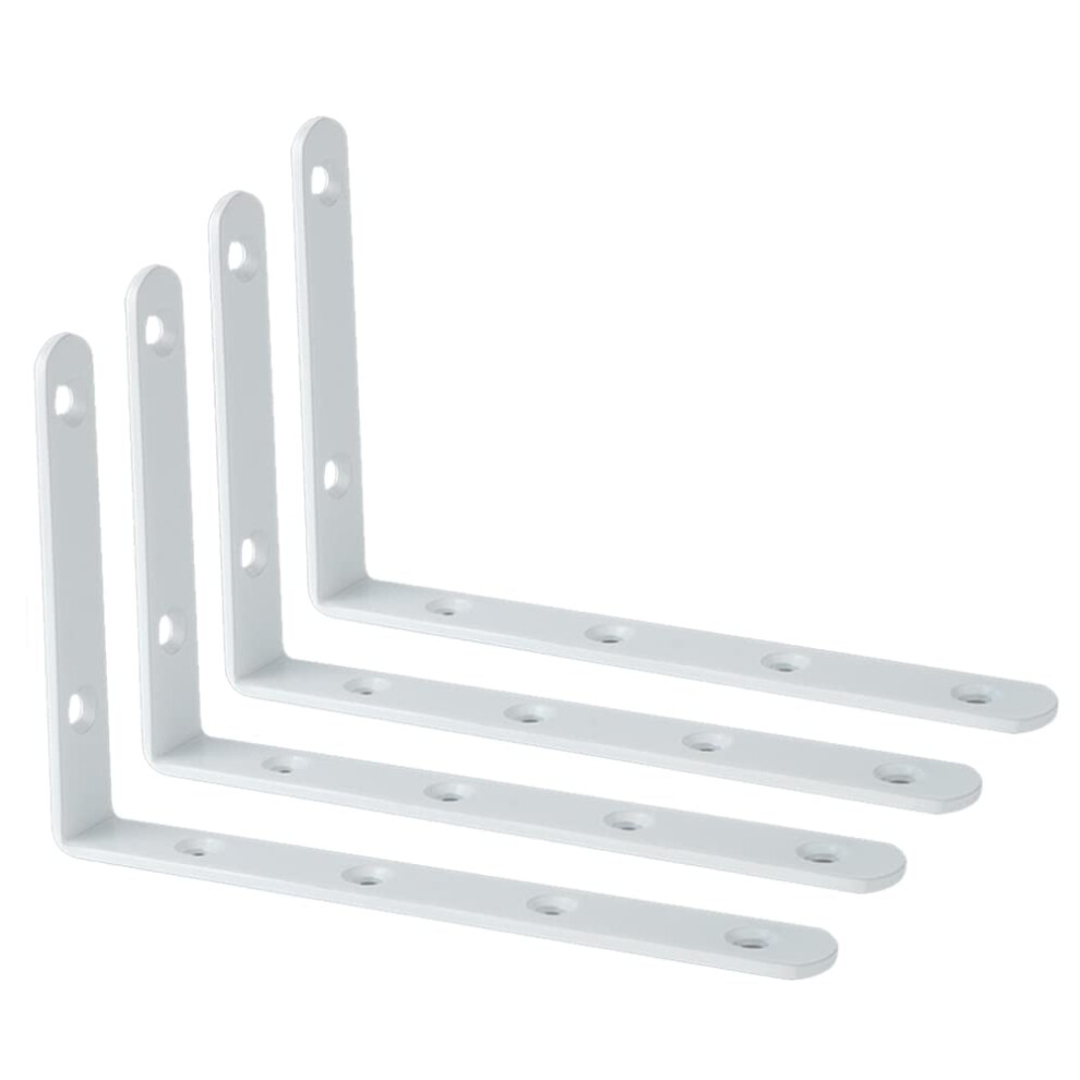 Sayayo Shelf Bracket Corner Brace Angle Bracket Shelf Support Wall Hanging 150Mm*100Mm, Stainless Steel White Finished, 4 Pcs, Ej6207w-4P 59461685