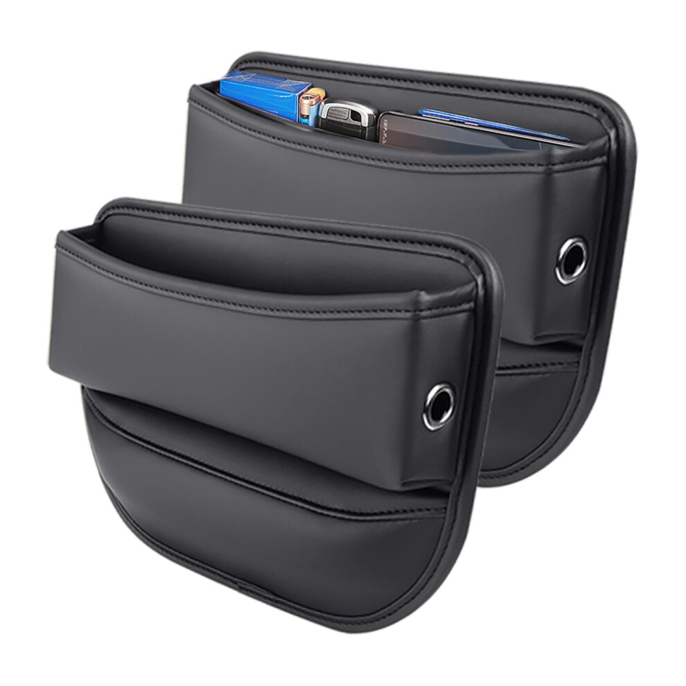 2 Pack Leather Car Seat Gap Filler Organizer With Extra Storage And Dual Charging Ports, Universal Fit 9455672894920