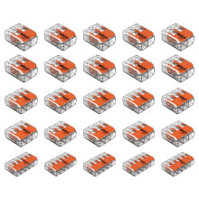 Wago 2 Port (10) 3 Port (10) 5 Port (5) 221 Splicing Connector, Lever-Nut Assortment Pocket Pack for All Wire 12-24 AWG, Pack of 25, Transparent