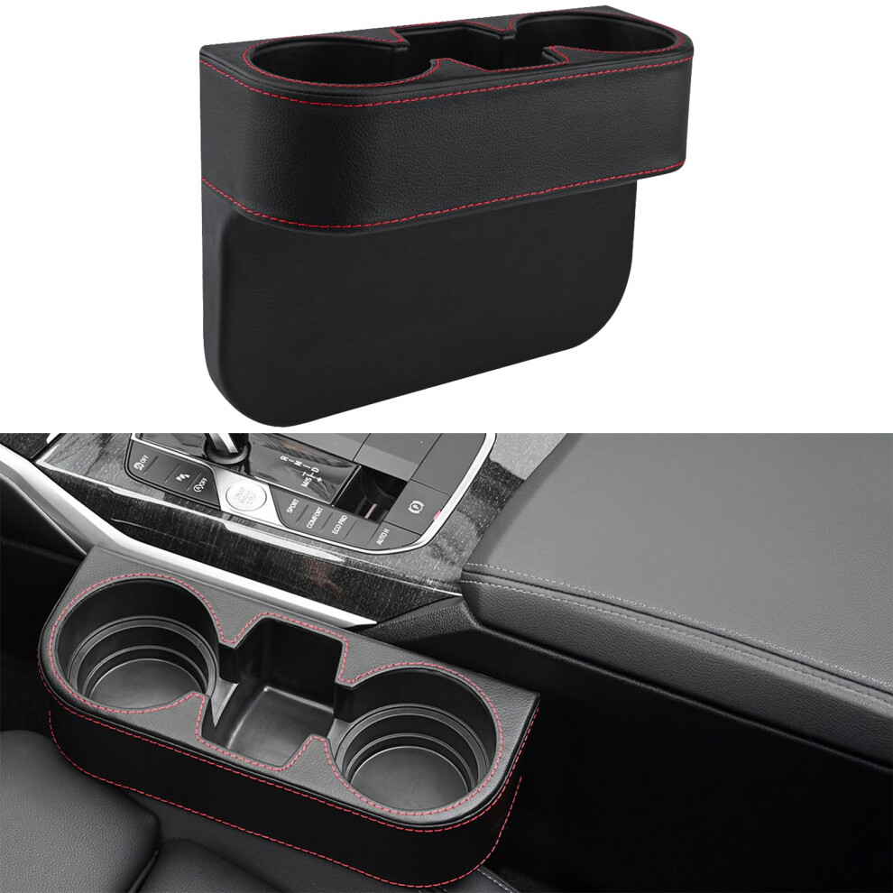 Car Cup Holder Expander And Seat Gap Filler Pu Leather Organizer For Large Drinks And Phones 1Pack Black 9455672895101