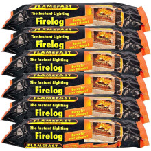 Flamefast Smokeless Instant Lighting,Open Fire, Garden Chimineas 2hrs Burn, Enviromentally Frienly Fire Logs Individually Wrapped Case of 12 Logs, Wh