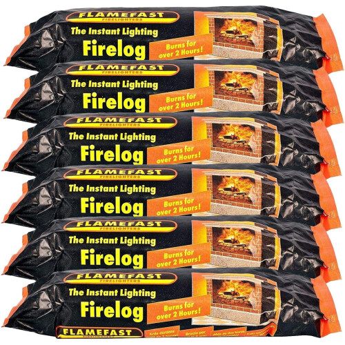 Flamefast Instant Light Smokeless Fire Logs - Case of 24 Logs