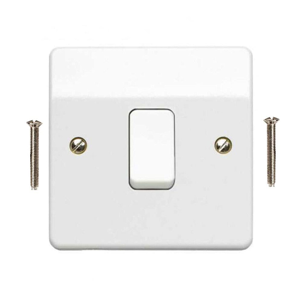 Body-Plus 1 Gang 2 Way Light Switch - White Electrical Curved Edge Light Switche 5004753545004