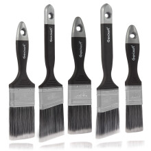 Genixart Angled Cutting in Paint Brushes for Walls and Trim, Angle Sash Paintbrush for Furniture, Staining Brush for Interior & Exterior Painting (5