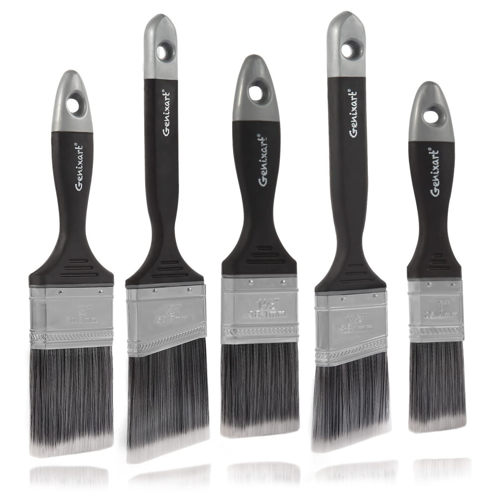 Genixart Angled Cutting In Paint Brushes For Walls And Trim, Angle Sash Paintbrush For Furniture, Staining Brush For Interior & Exterior Painting