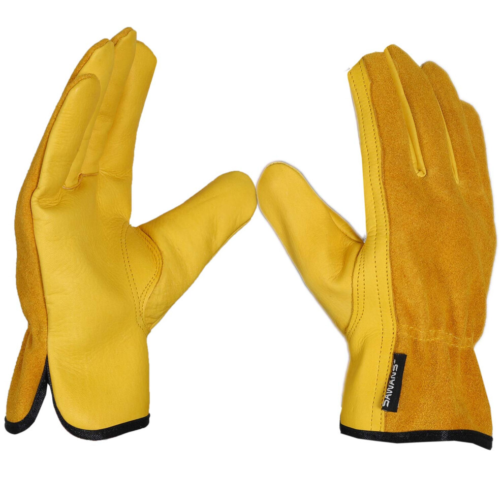 Photos - Safety Equipment SAWANS Leather Working Gloves Work Gardening Gloves Thorn Proof Garden Building Heavy Duty Utility Gripper Men Women Breatha