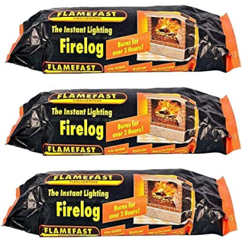 Flamefast Instant Light Smokeless Fire Logs - Case of 24 Logs 1
