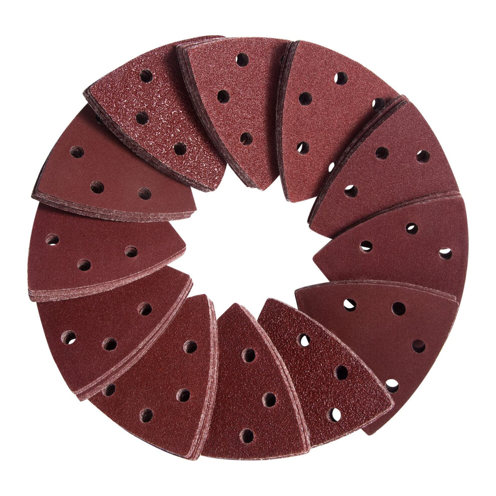 Satc Multi Tool Triangle Sanding Pads 120 Pcs 93Mm Detail Mouse Sander Pads Durable Dust-Free 6-Holes Electric Sander Sandpaper Hook And Loop 40/60/8 35264705
