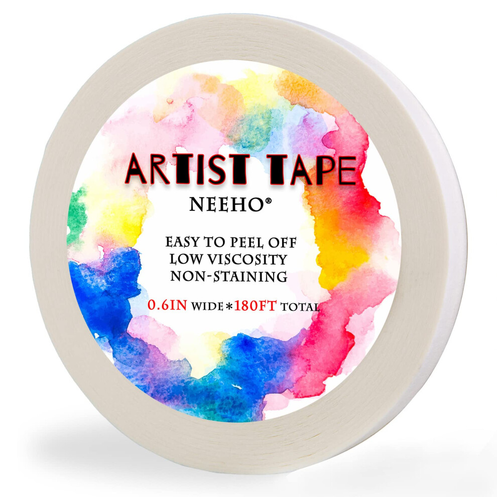 Neeho Artist Tape For Drafting Art, Acid-Free White Masking Tape For Watercolor Painting Canvas Framing, 0.6Inch Wide 180Ft Long 4320511259732