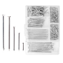 250 Assorted Flat Head Nails Perfect for Wood and Hanging Pictures, Long, Medium and Small Wall Nails for DIY and Crafts, Home Décor, Woodwork, Furni