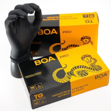 TG TOUGH GLOVE BOA PRO L Nitrile Gloves Pack Of 100 Strong Black Disposabl