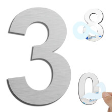 Ywonoby House Numbers - 3 Inch Self Adhesive Metal Stainless Steel Door Numbers Stickers for House Mailbox Apartment Hotel Courtyard - Silver(3)